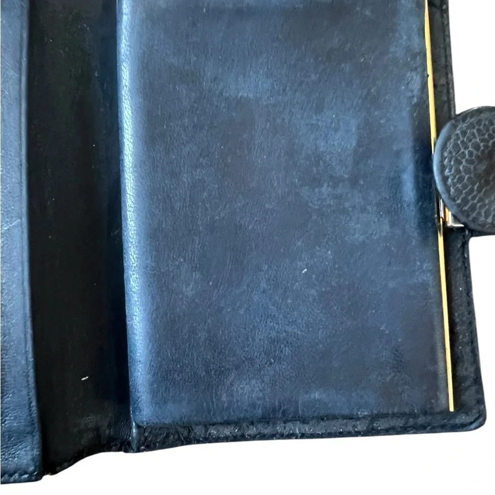 CHANEL Bifold Wallet Purse Black Calfskin